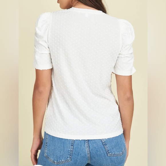 DR2 sz Medium Ramona Ivory Knit Clip Dot Top with Puff Sleeves GUC - Picture 3 of 9